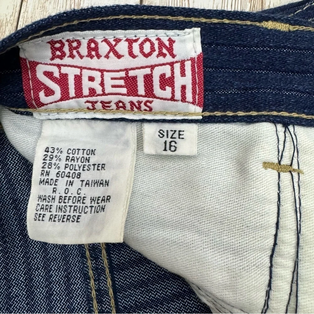 Vintage Braxton Stretch Velvet Stripe Gathered Jeans 16 Super High Rise